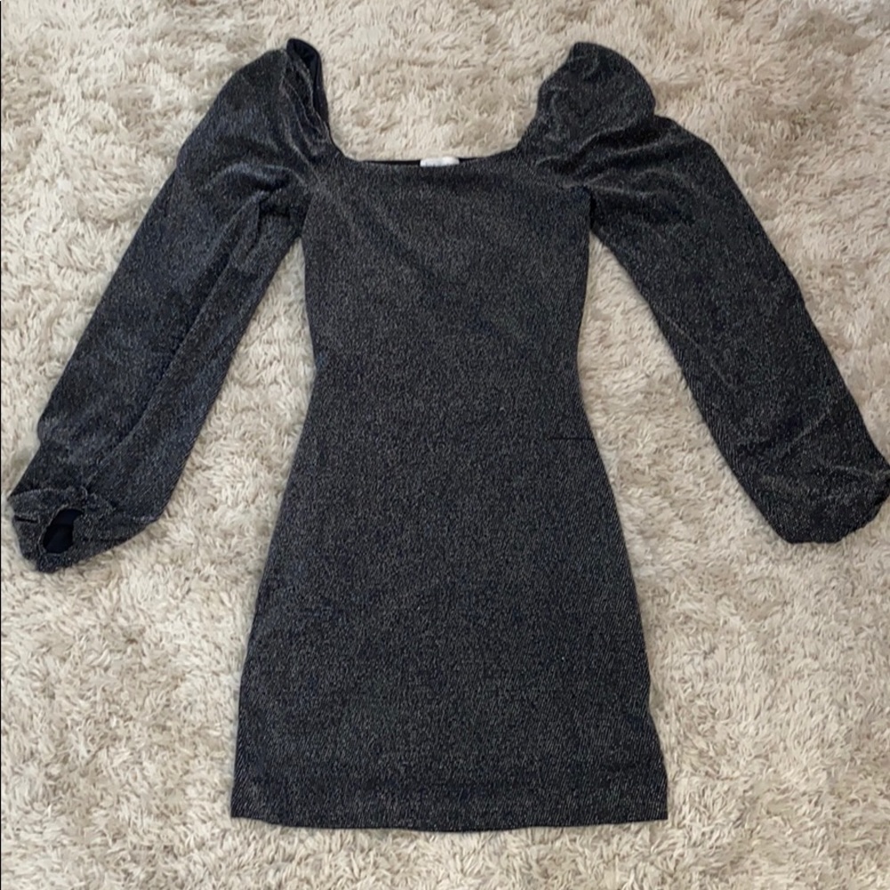 Sparkle charcoal off shoulder dress